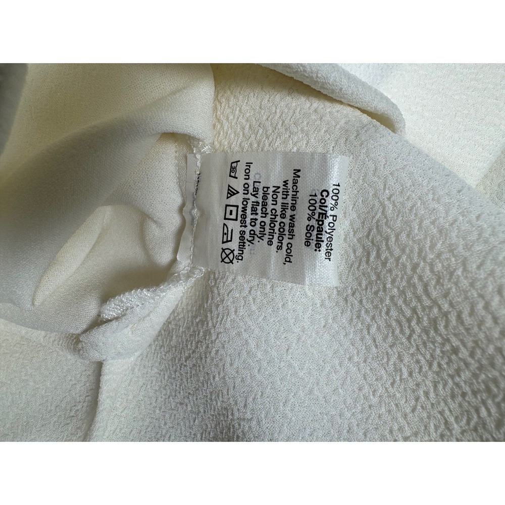 Madewell White Button Back Short Sleeve Blouse Crepe Silk Trim Size S - Picture 6 of 6